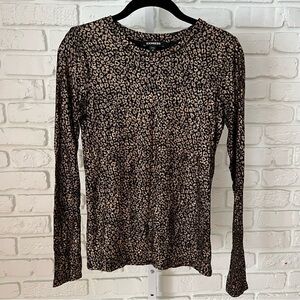 Express Black & Gold Metallic Leopard Long Sleeve Top – XS